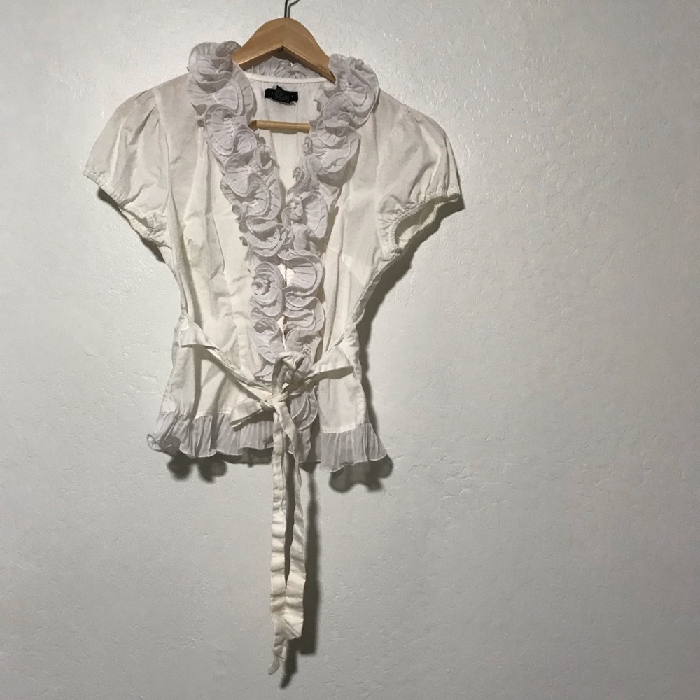 White ruffle top